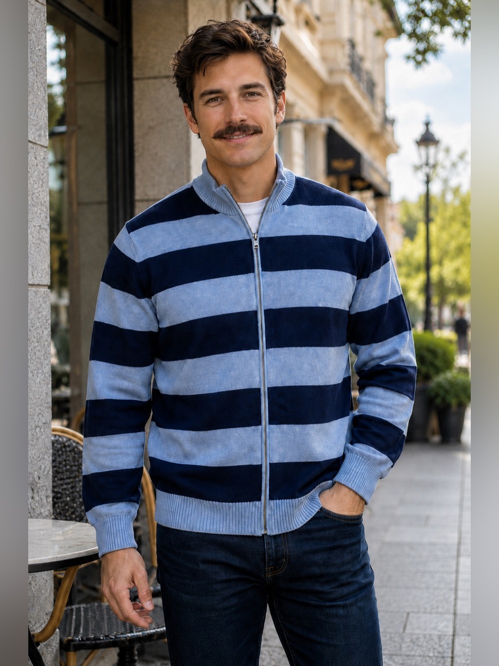 Club Room classic sweater zip up Blue Fog Navy
XL